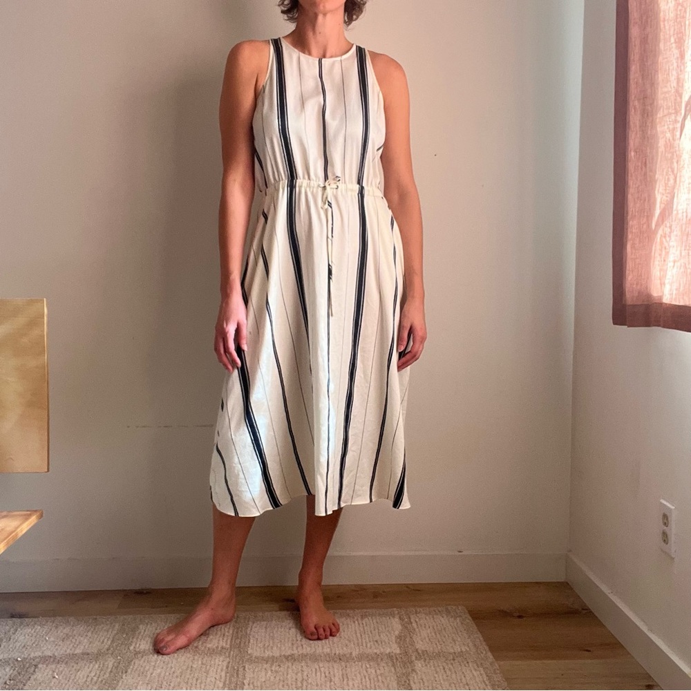 Lou & Grey Black and White Striped Midi Dress